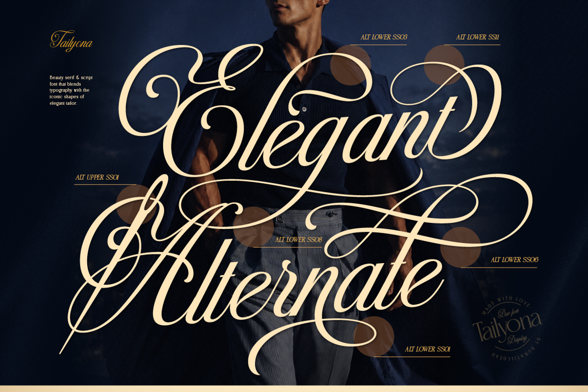 Tailyona, a Script Font by Burntilldead (Photo 9 of 12)
