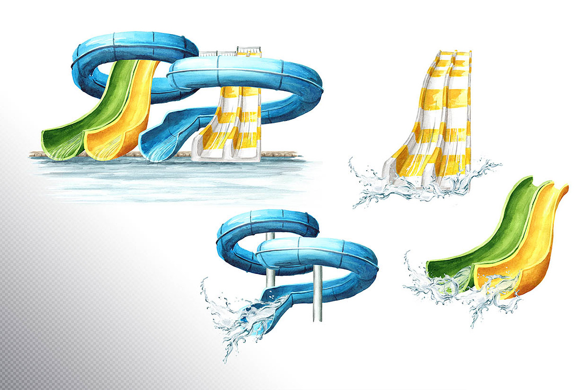 Water Park. Watercolor collection, a Person Illustration by Daria Ustiugova (Photo 12 of 14)