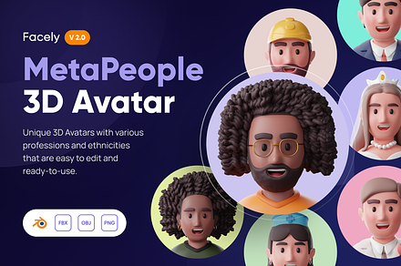Facely v2 - MetaPeople 3D Avatar, a Characters & Person 3D Model by Illustraly Design