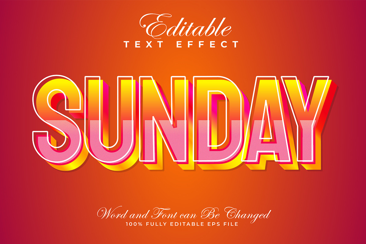 Sunday 3D Text Effect Style | Vector, a Layer Style Add-On by padilah_a