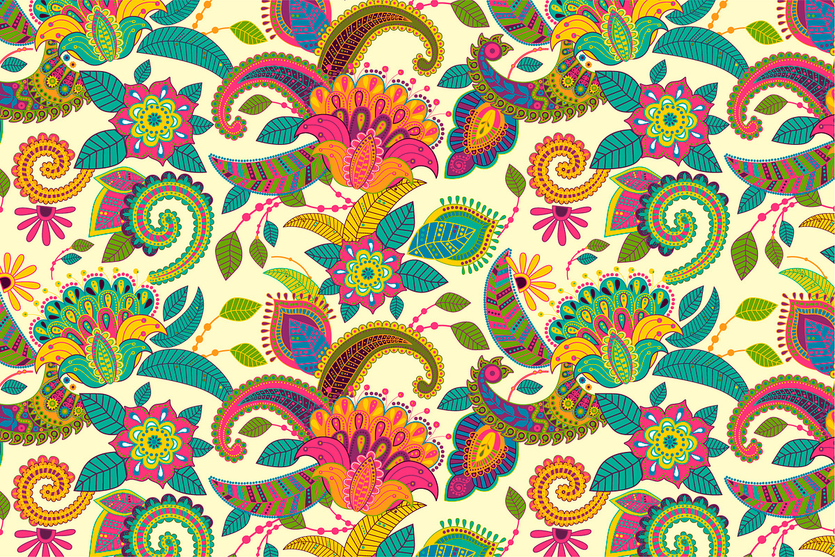 3 Floral Indian patterns, a Pattern Graphic by Sunny_Lion (Photo 1 of 3)