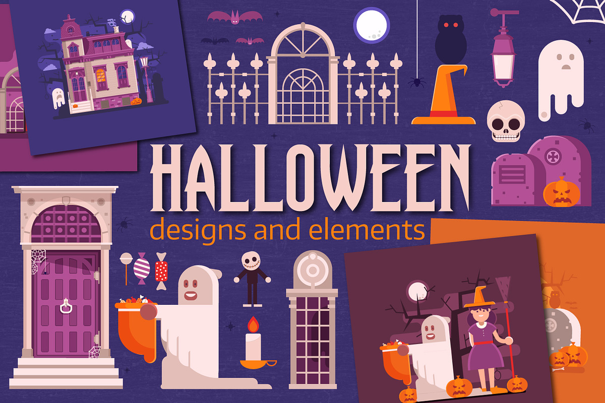 Halloween Designs and Elements Set, an Illustration by Alex Krugli (Photo 1 of 6)