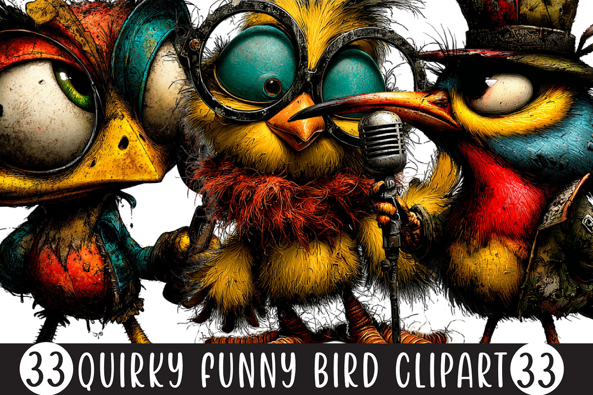 Quirky Funny Bird Clipart, an Illustration by Designking (Photo 1 of 5)