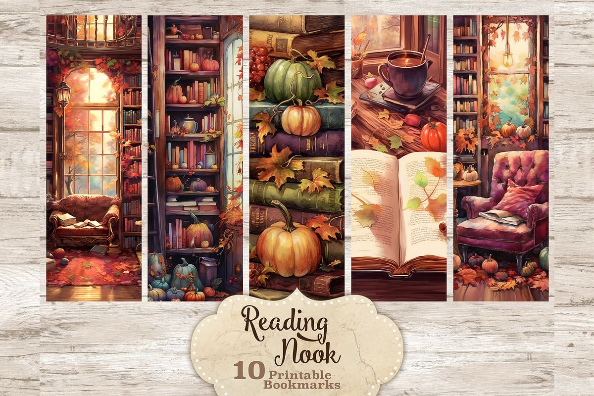 Reading Nook Bookmarks Printable, a Seasonal Illustration by GlamArtZhanna (Photo 1 of 3)