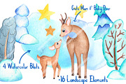 Christmas Deer Watercolor Clipart, an Animal Illustration by RabbitAndPencil (Thumbnail 2 of 9)