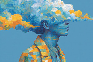 Abstract portrait cloudscape man blu, a Photo by Pixeness Studio