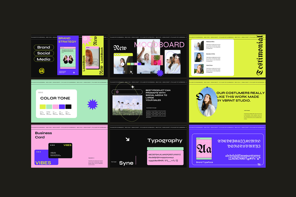 VIBES Neo Gothic Brand Google Slides, a Presentation Template by Dirtytemp Studio (Photo 5 of 11)