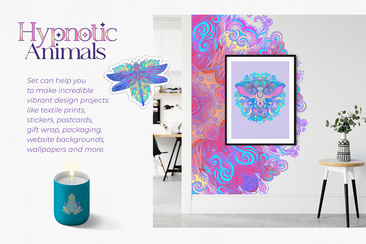 12 Hypnotic Animals. Vector Set., an Animal Illustration by Varvara Gorbash (Photo 4 of 10)