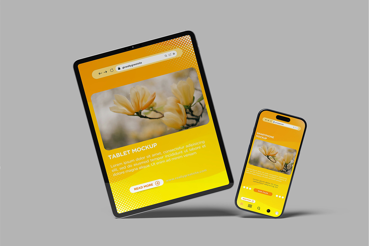 Tablet & Phone Mockup, a Device Mockup by rizalamora (Photo 3 of 11)