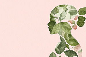 Double exposure of Indigenous female with leaf overlay, conceptu, a Photo by Dvoevnore photos