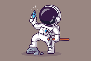 Cute Astronaut Mining Diamond, a Finance Illustration by Catalyst Labs