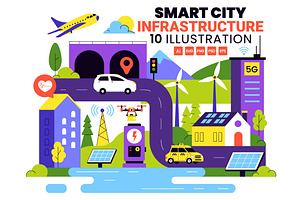 10 Smart City Infrastructure, a Technology Illustration by denayunebgt