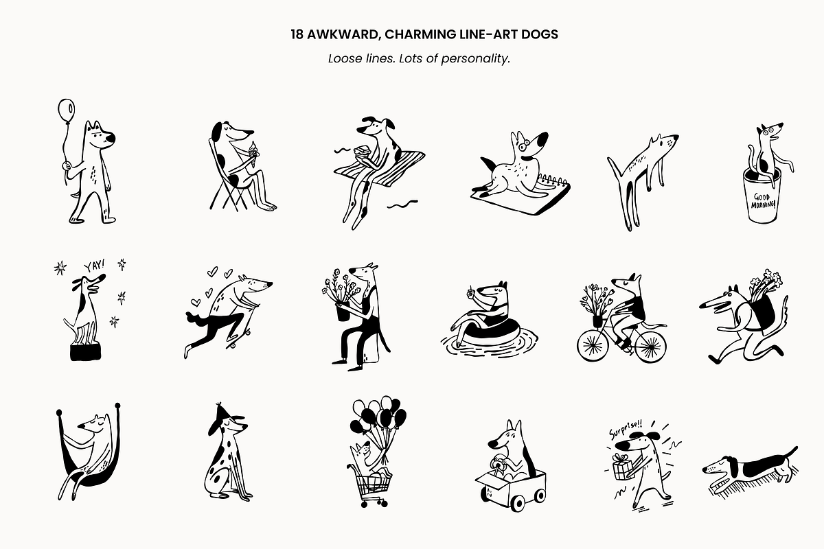 Doodle Dogs: 37 Hand-Drawn Line Art, an Animal Illustration by Veyla (Photo 4 of 12)