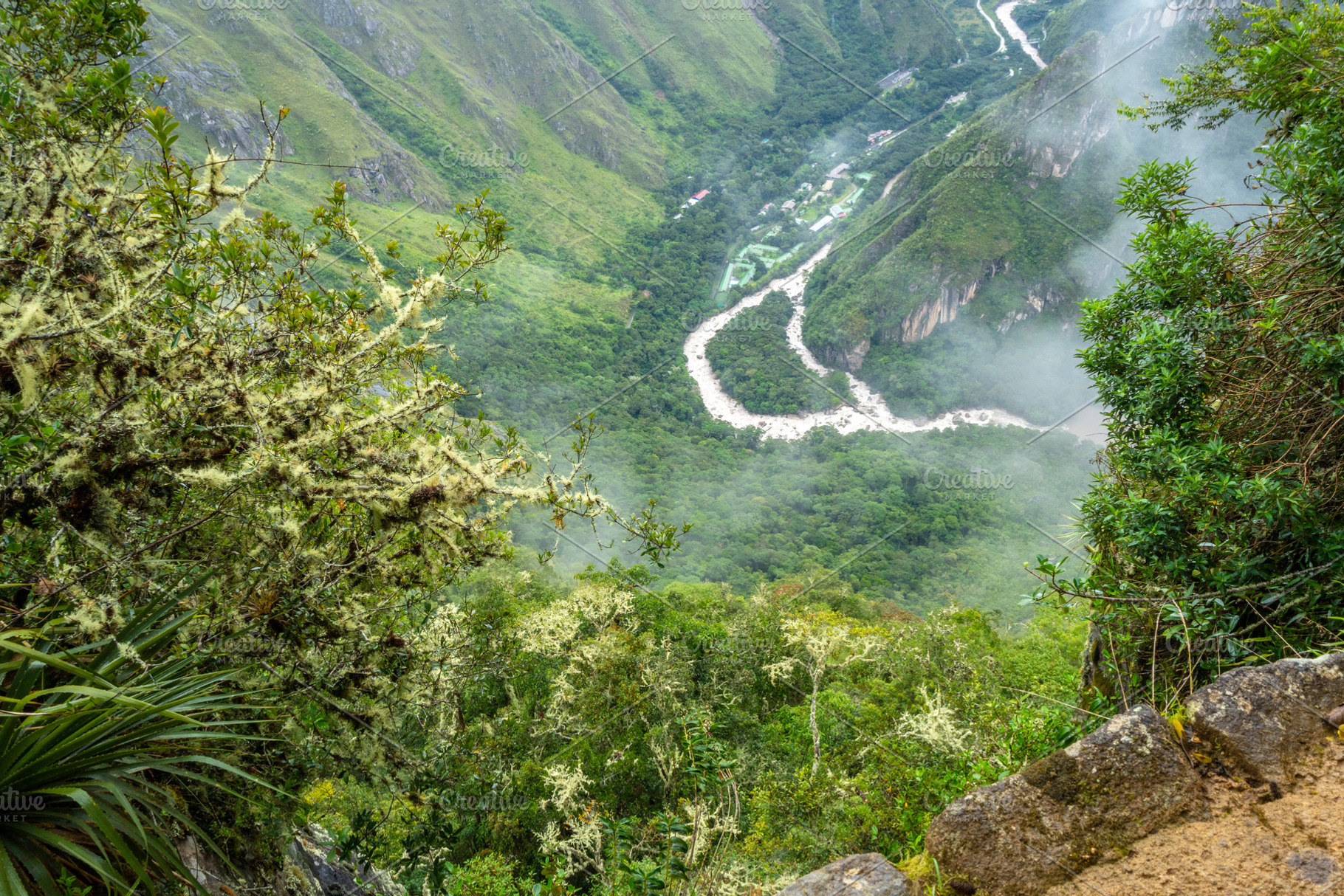 Scenic valley view from the Machu Picchu site in Peru, a Nature Photo by GoodGoods
