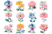 Whimsical Flowers Spring Clipart, an Illustration by DreamArtGraphic (Thumbnail 2 of 4)