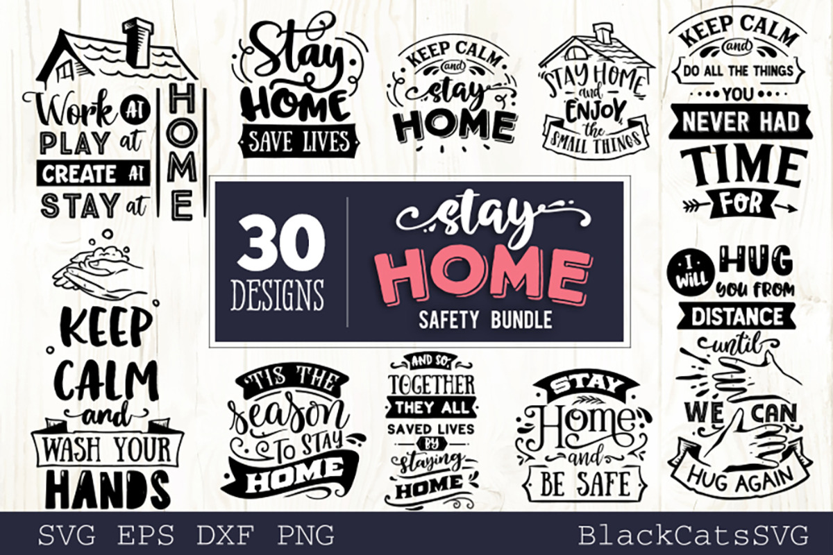 Stay Home Covid 19 SVG bundle, an Illustration by BlackCatsMedia (Photo 3 of 3)