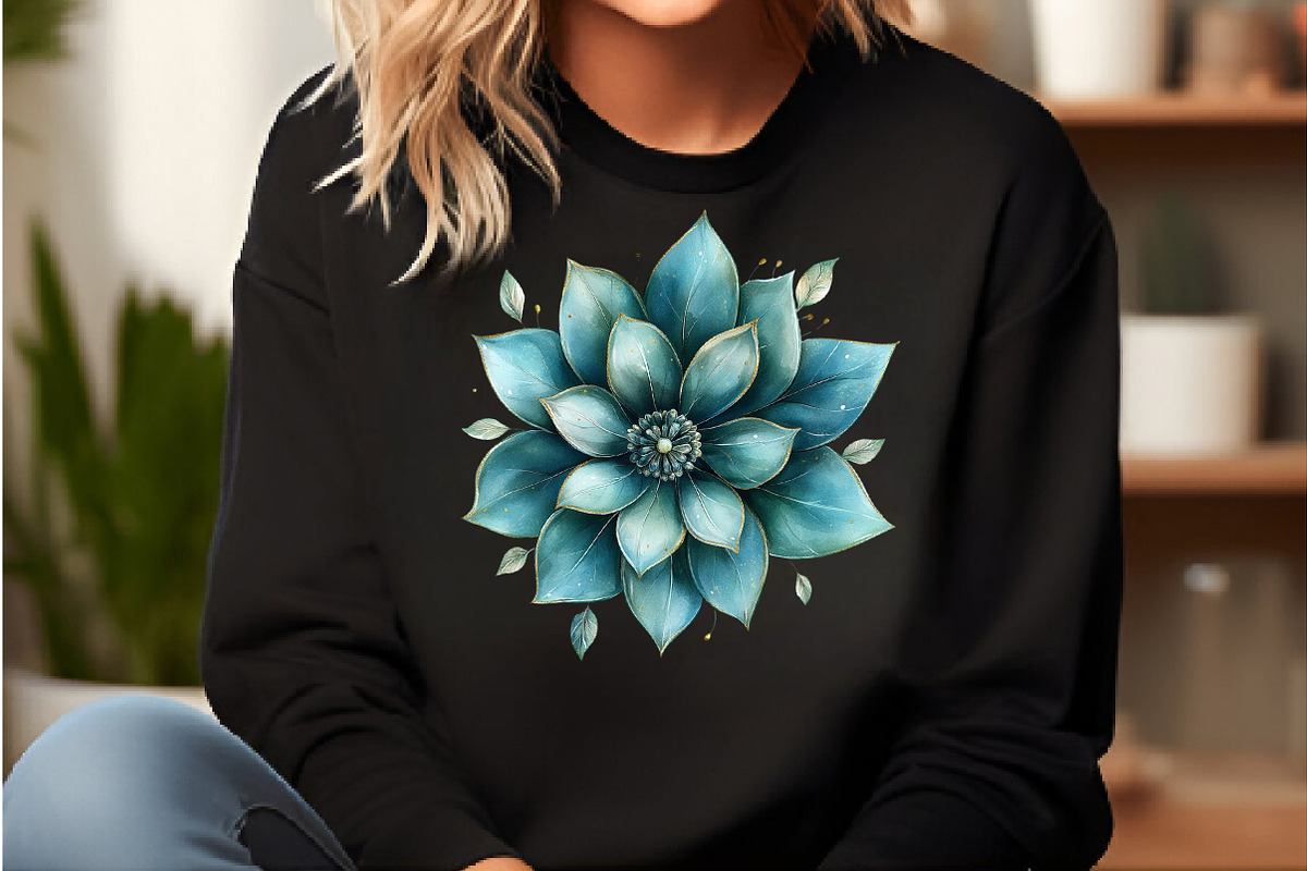 Abstract Green Gold Flower Clipart, an Illustration by DreamCafeArt (Photo 5 of 7)