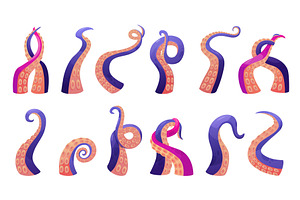 Cartoon octopus tentacles set, an Animal Illustration by LadadikArt