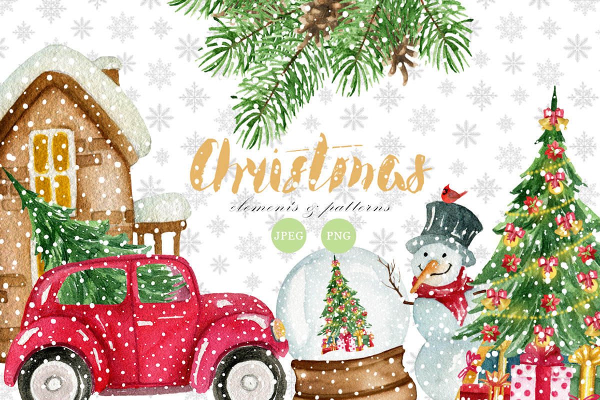 Watercolor Christmas bundle, an Illustration by JuliaBadeeva (Photo 8 of 29)