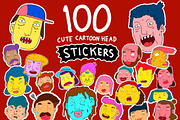 100 Cartoon Head Sticker, an Illustration by singpentinkhappy (Thumbnail 1 of 9)