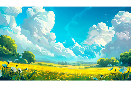 Field of Canola Under a Bright Blue, an Illustration by LadadikArt
