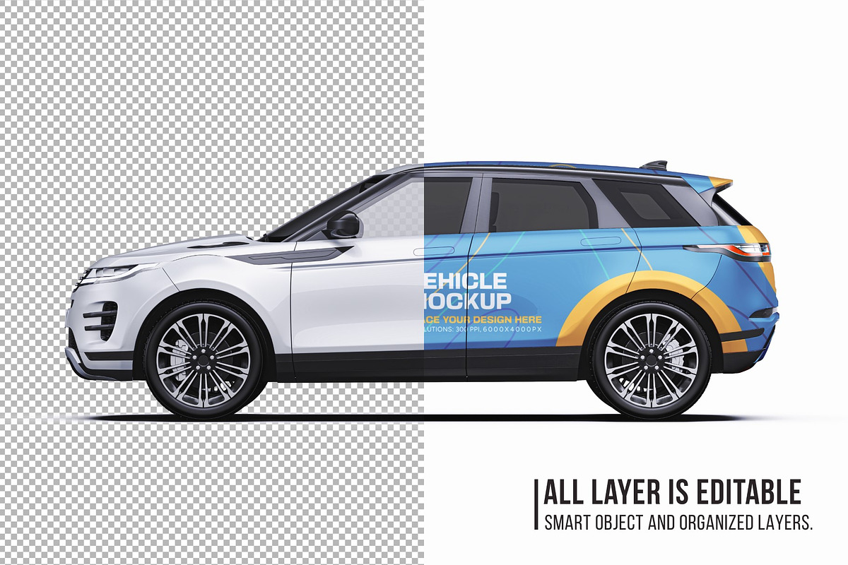 Luxury Compact SUV Wrap Mockup Set, a Product Mockup by Halal Graphic Studio (Photo 5 of 15)