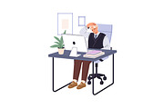 People do exercises at work desk set, a Work Illustration by PaperTrident (Thumbnail 6 of 9)