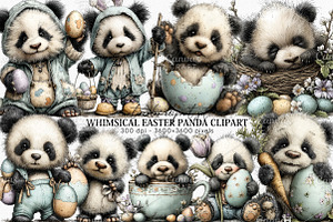 Whimsical Easter Panda Clipart PNG, an Illustration by Canvas Craft