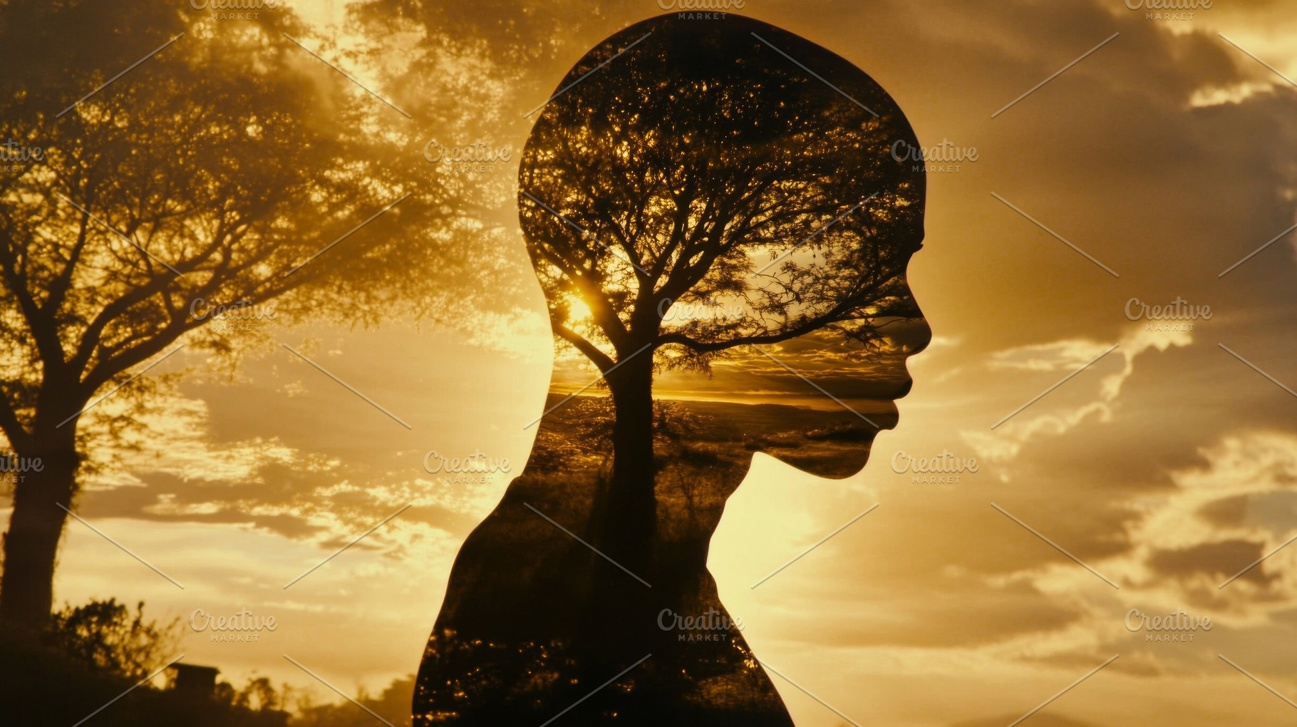Double exposure silhouette of Africa, a Photo by Dvoevnore photos