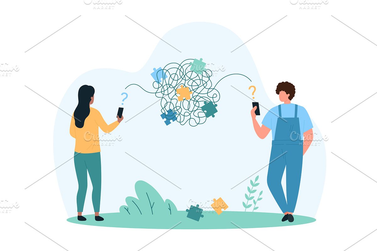Misunderstanding barrier online app, a Person Illustration by Flashvector