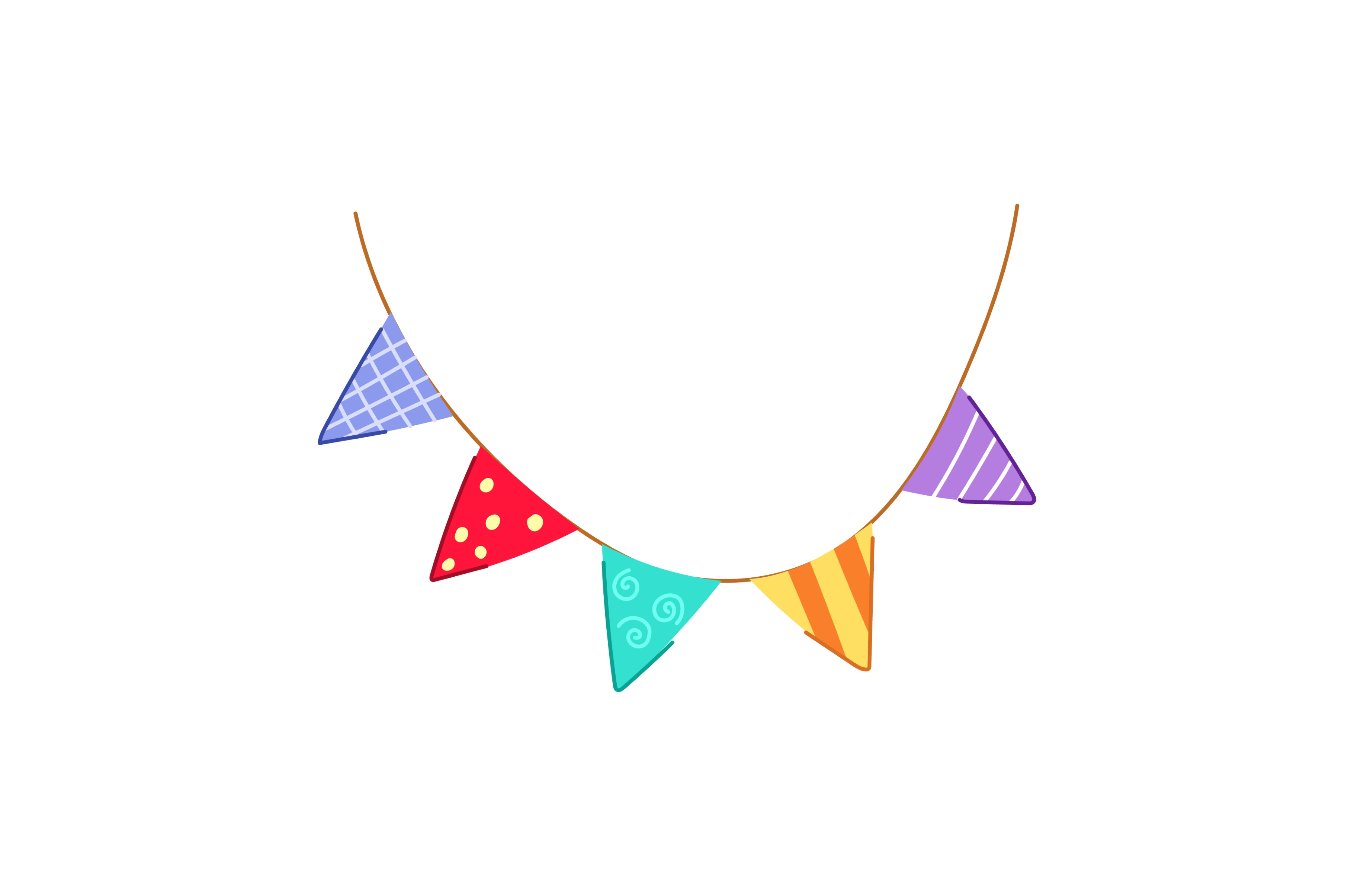 triangle birthday flags cartoon, an Object Illustration by pikepicture