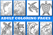 Ocean Animal Adult Coloring Pages, an Illustration by Design Home (Thumbnail 4 of 7)