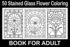 Stained Glass Flower Coloring Book, a Decorative Illustration by Design Station