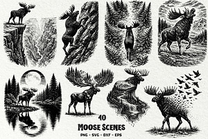 Moose Scenes SVG Graphics