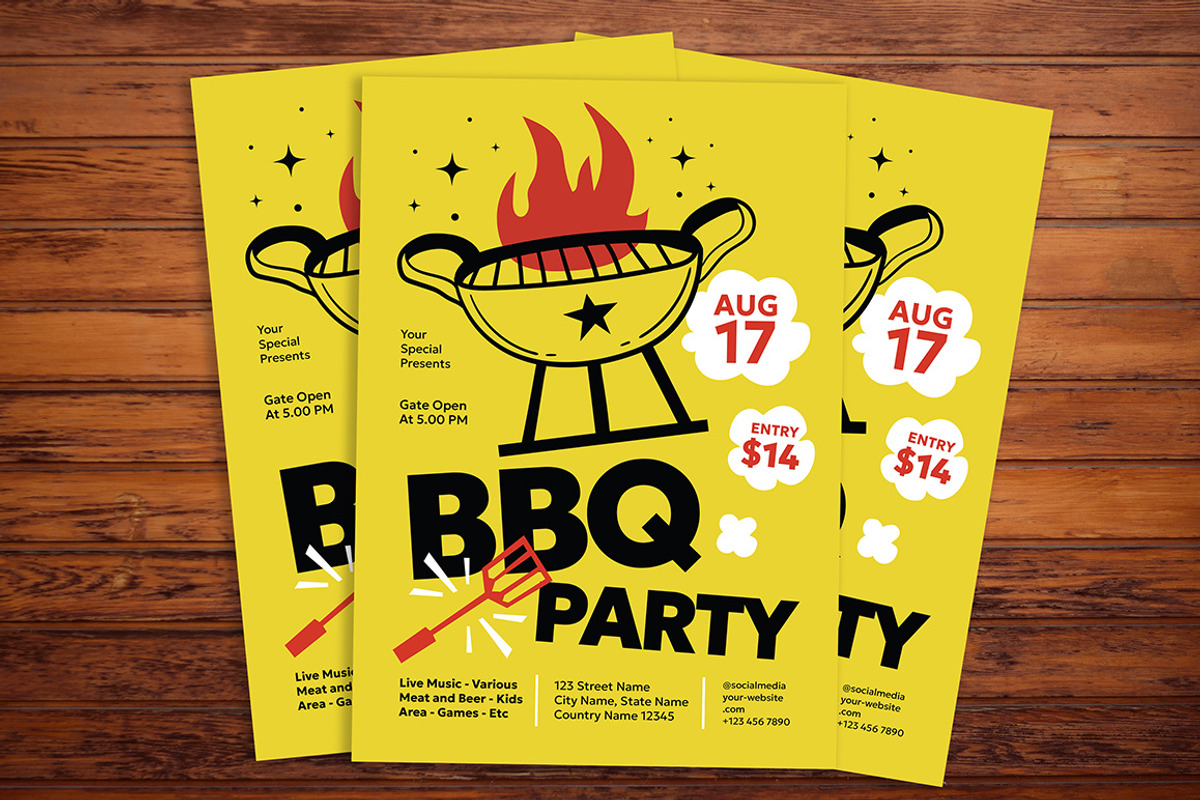 Barbeque Party Flyer, a Flyer Template by Gumico Studio. (Photo 3 of 3)
