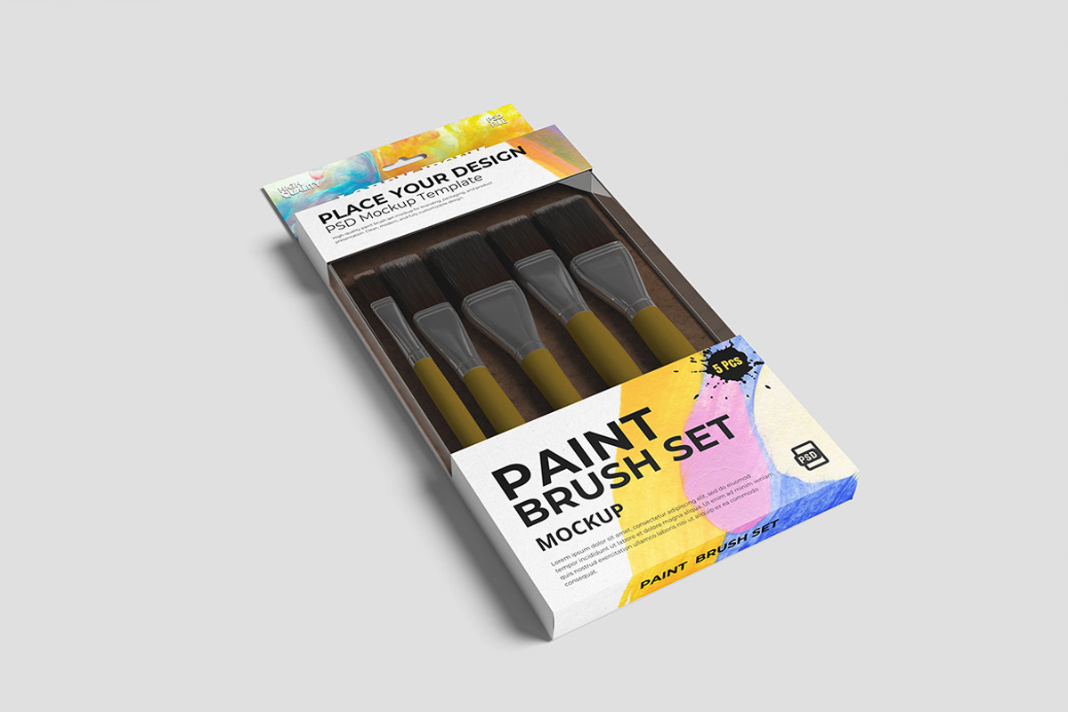 Paint Brush Set Mockup, a Product Mockup by bimockup (Photo 2 of 6)