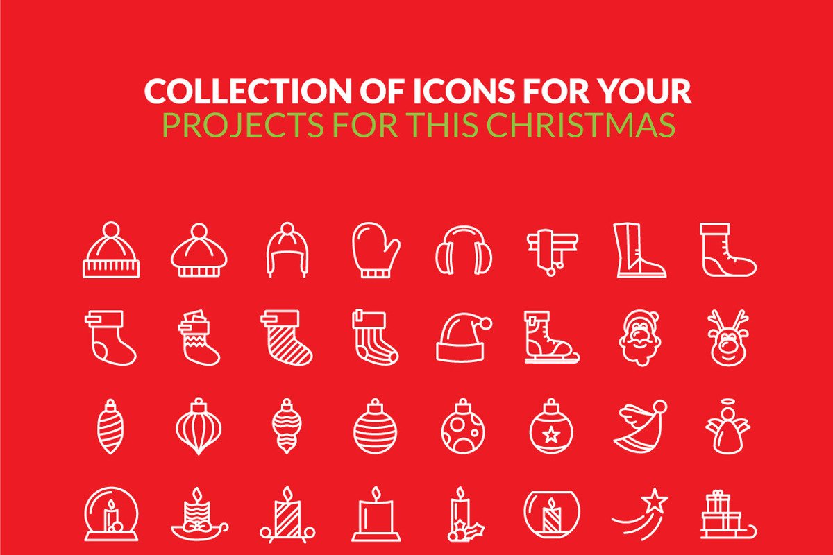Christmas Icons Set, an Outline Icon by UNIK (Photo 5 of 5)