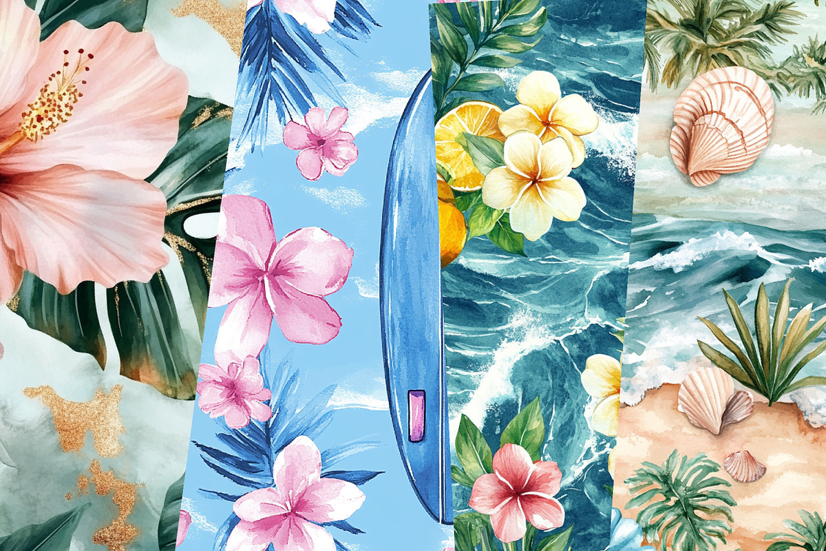 Summer Hawaii Seamless Patterns, a Pattern Graphic by Design Market (Photo 2 of 3)