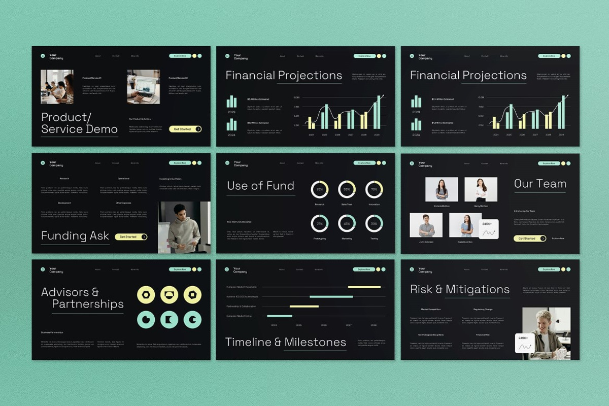 Green Yellow Modern Pitch Deck PPT, a Presentation Template by graphicook (Photo 7 of 8)