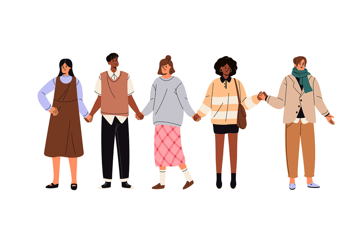 People group holding hands together, a Person Illustration by PaperTrident (Photo 2 of 5)