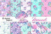 Mermaid Pattern, a Pattern Graphic by GlamArtZhanna (Thumbnail 1 of 3)
