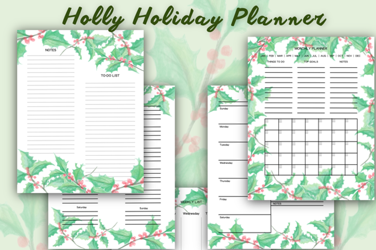 Holly Holiday Planner, a Stationery Template by CosmicMedium (Photo 4 of 6)