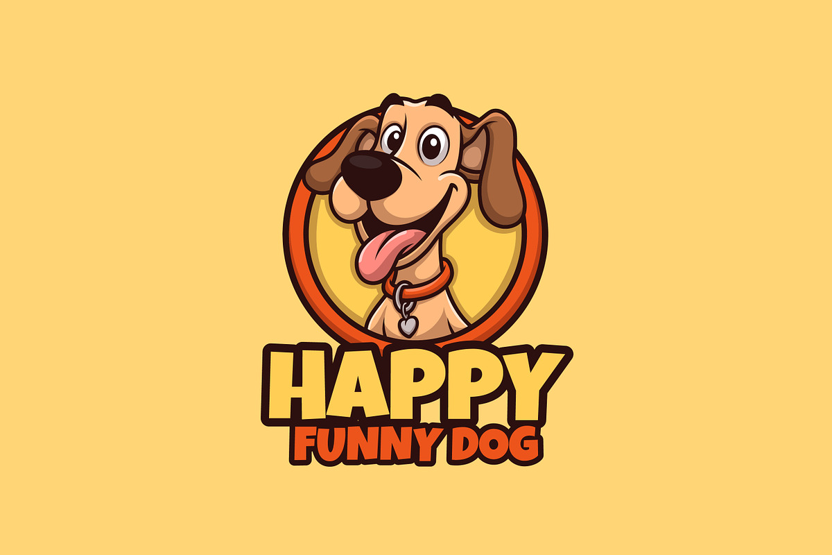 Happy Funny Dog Cartoon Mascot Logo, a Branding & Logo Template by Gumrega Studio