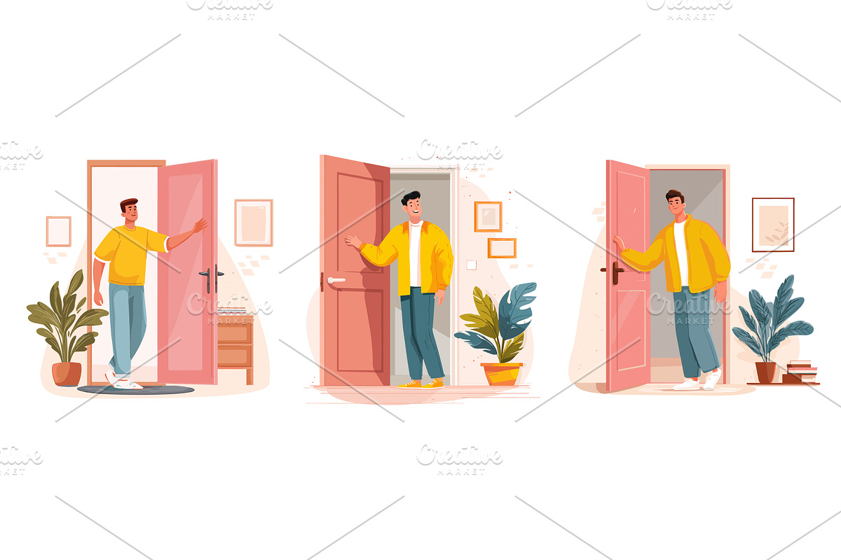 Man enters an apartment. Husband, an Object Illustration by Stock-Smart-Start