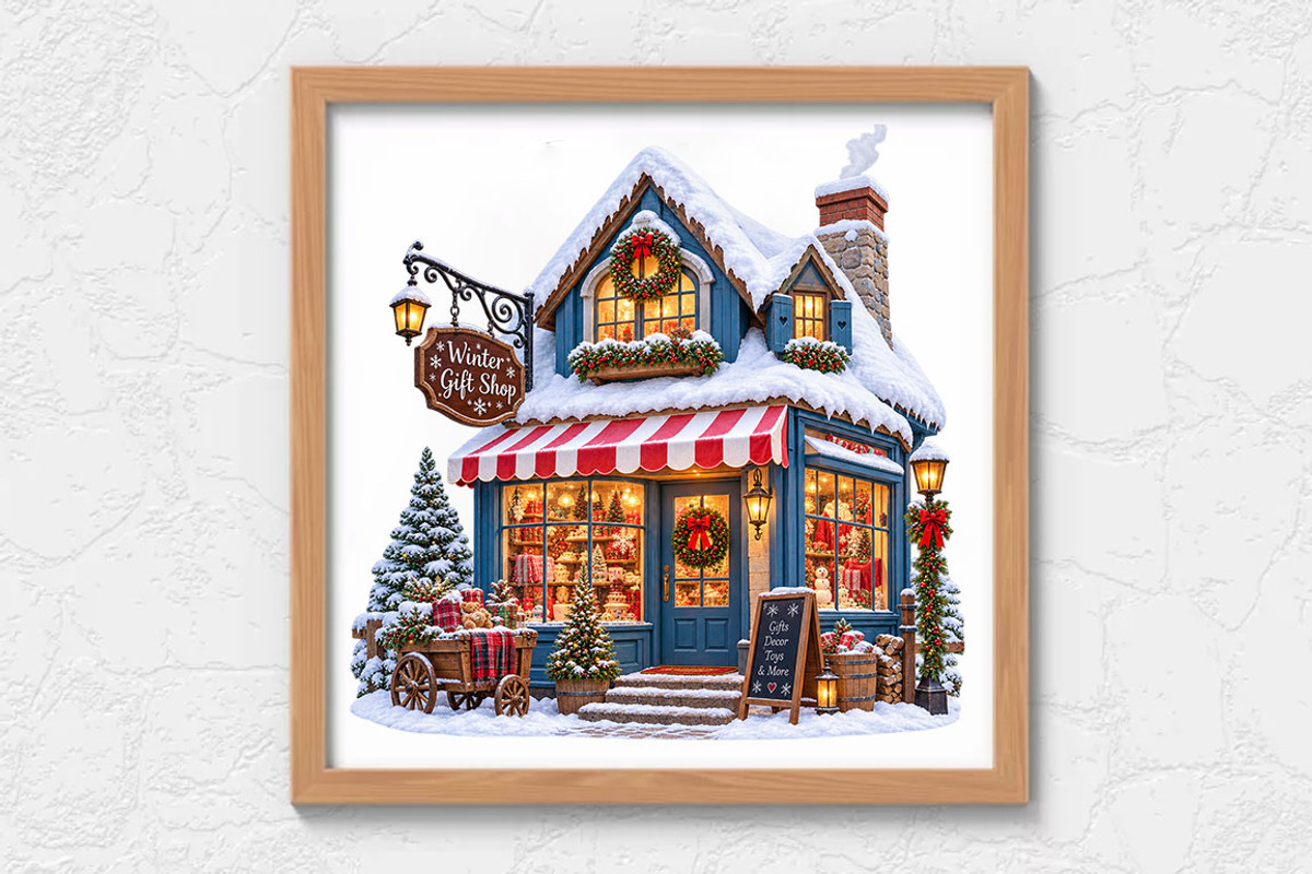 Winter Shop Buildings Clipart Bundle, an Object Graphic by FiveStarCrafting (Photo 12 of 13)