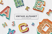 Vintage Alphabet Illustration, a Symbol Font by VL Shop (Thumbnail 1 of 6)