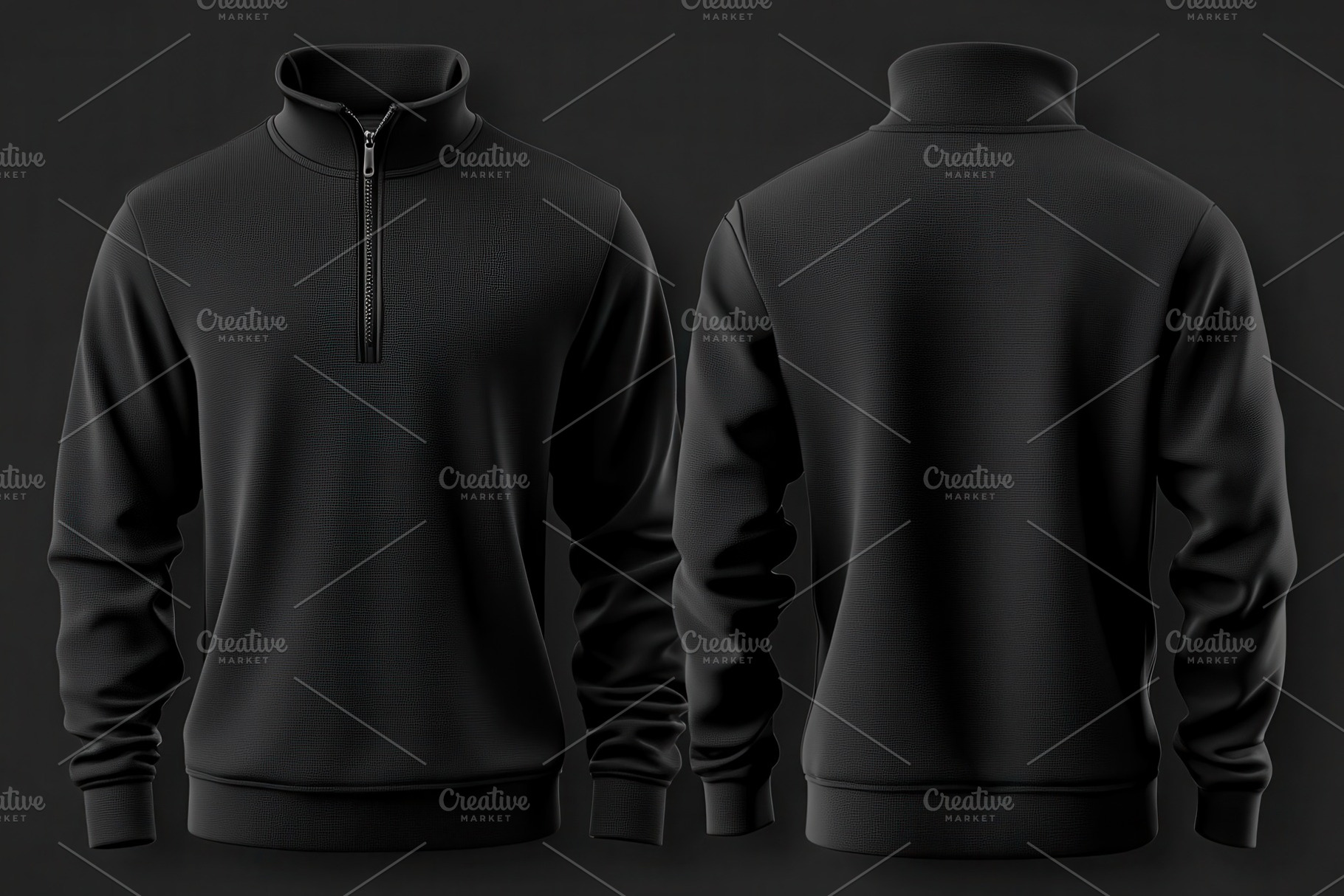Quarter zip sweater mockup in black, a Photo by Pavel_design