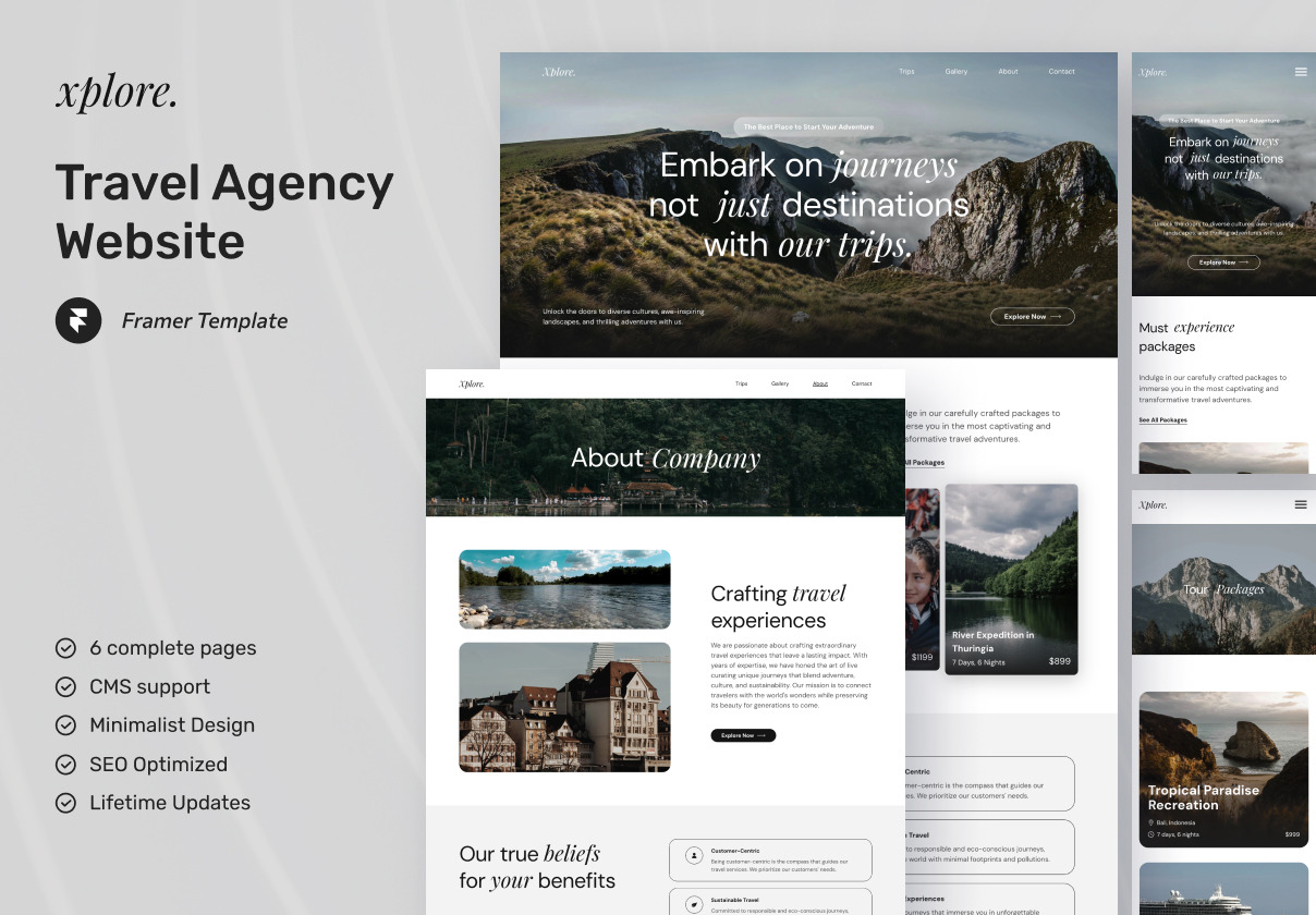 Xplore - Travel Agency Framer, a Websites & App Template by peterdraw