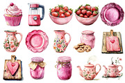 Pink Kitchen Clipart Coquette Kitche, an Illustration by Watercolor design (Thumbnail 6 of 10)