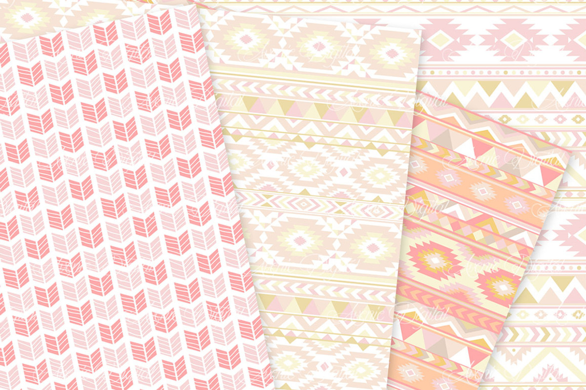 Blush Aztec Digital Paper, a Texture Graphic by Avenie Digital (Photo 2 of 4)